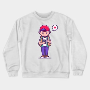 Cute Boy With Mobile Phone Crewneck Sweatshirt